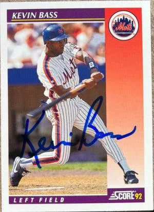 Kevin Bass Signed 1992 Score Rookie/Traded Baseball Card - New York Mets - PastPros