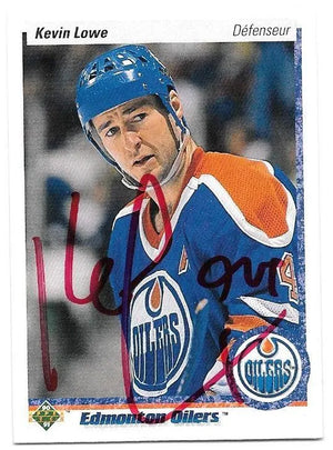 Kevin Lowe Signed 1990-91 Upper Deck Hockey Card - Edmonton Oilers - PastPros