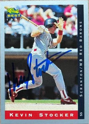 Kevin Stocker Signed 1993 Classic Best Baseball Card - SWB Red Barons - PastPros