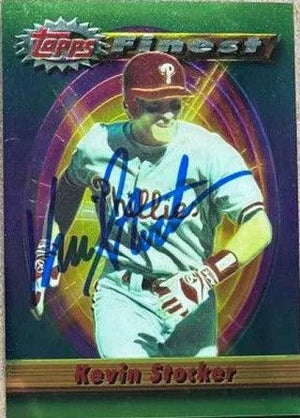 Kevin Stocker Signed 1994 Topps Finest Baseball Card - Philadelphia Phillies