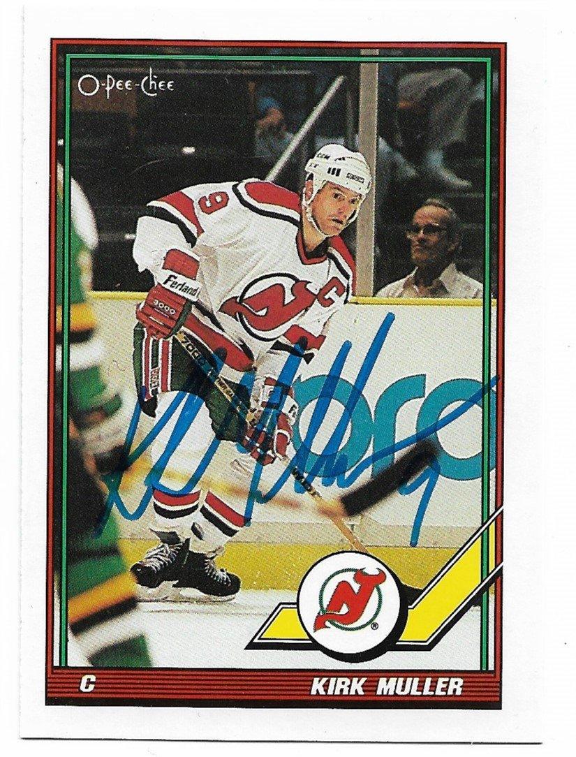 Kirk Muller Signed 1991-92 OPC O-Pee-Chee Hockey Card - New Jersey Devils - PastPros