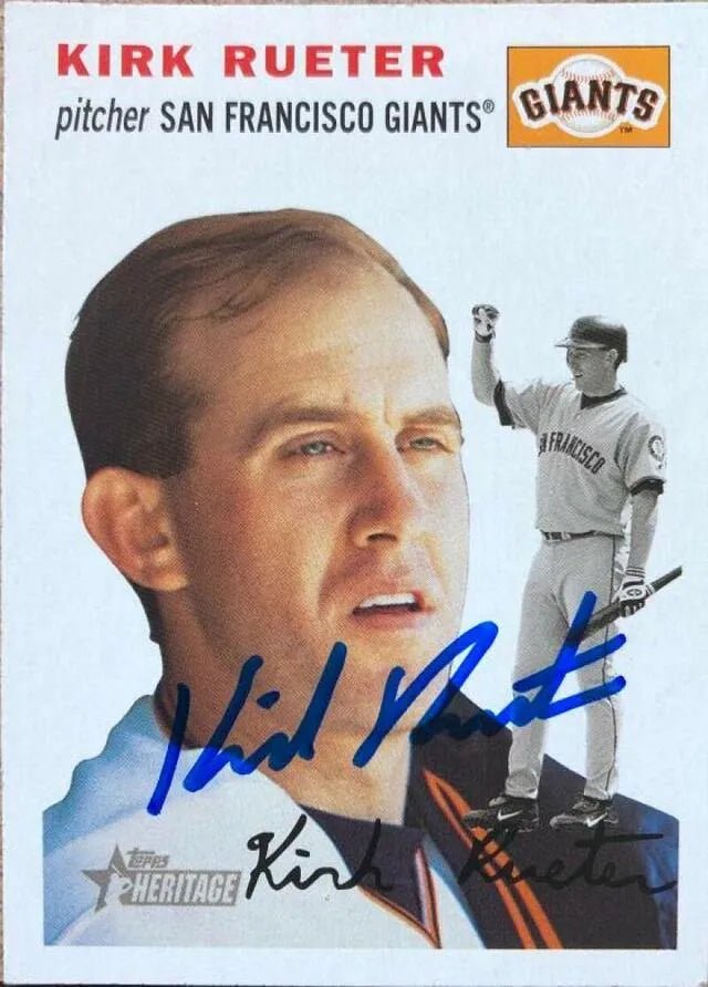 Kirk Rueter Signed 2003 Topps Heritage Baseball Card - San Francisco Giants