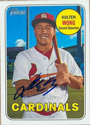 Kolten Wong Signed 2018 Topps Heritage Baseball Card - St Louis Cardinals - PastPros