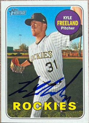 Kyle Freeland Signed 2018 Topps Heritage Baseball Card - Colorado Rockies - PastPros