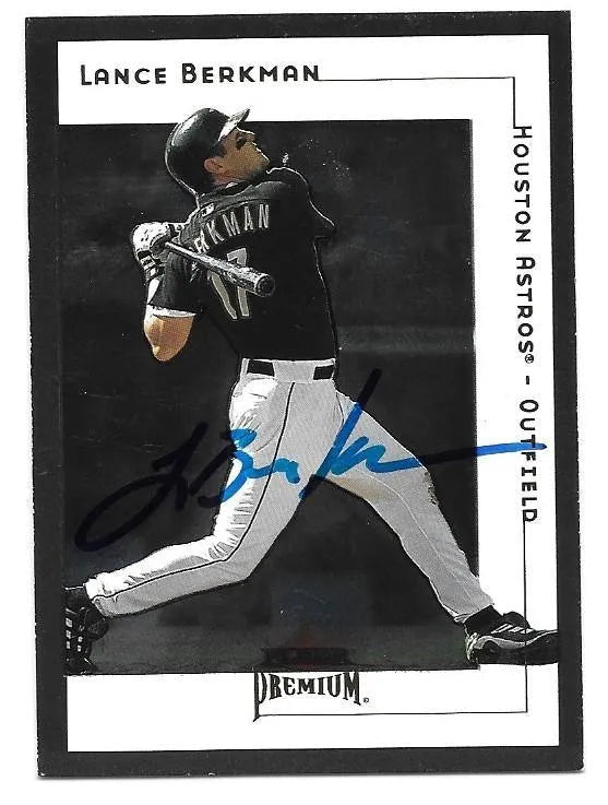 Lance Berkman Signed 2001 Fleer Premium Baseball Card - Houston Astros
