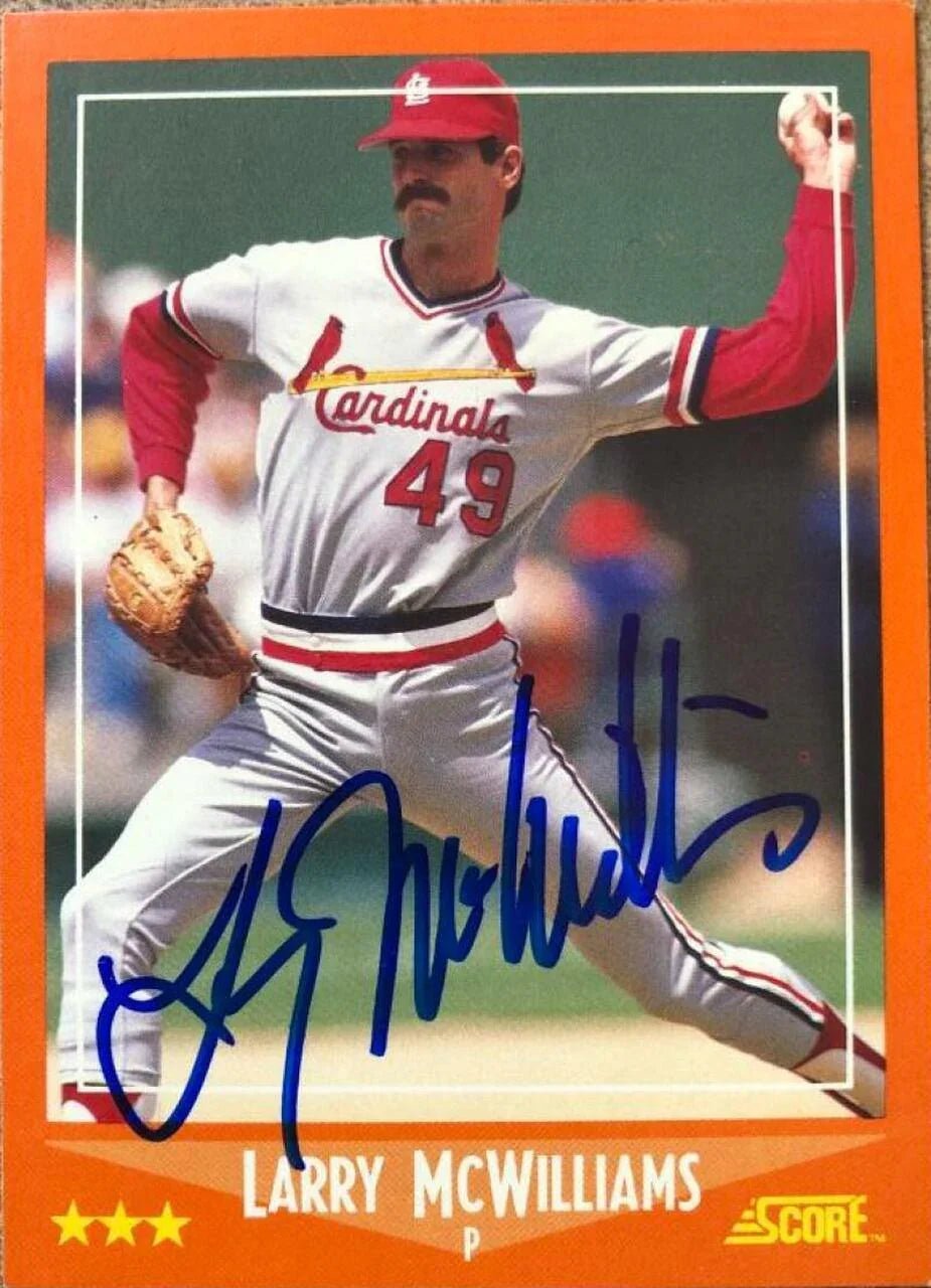 Larry McWilliams Signed 1988 Score Rookie/Traded Baseball Card - St Louis Cardinals