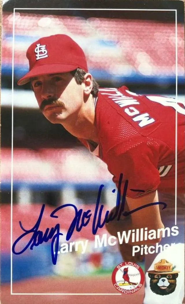 Larry McWilliams Signed 1988 Smokey the Bear Baseball Card - St Louis Cardinals