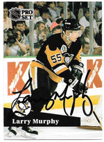 Larry Murphy Signed 1991-92 Pro Set Hockey Card - Pittsburgh Penguins - PastPros