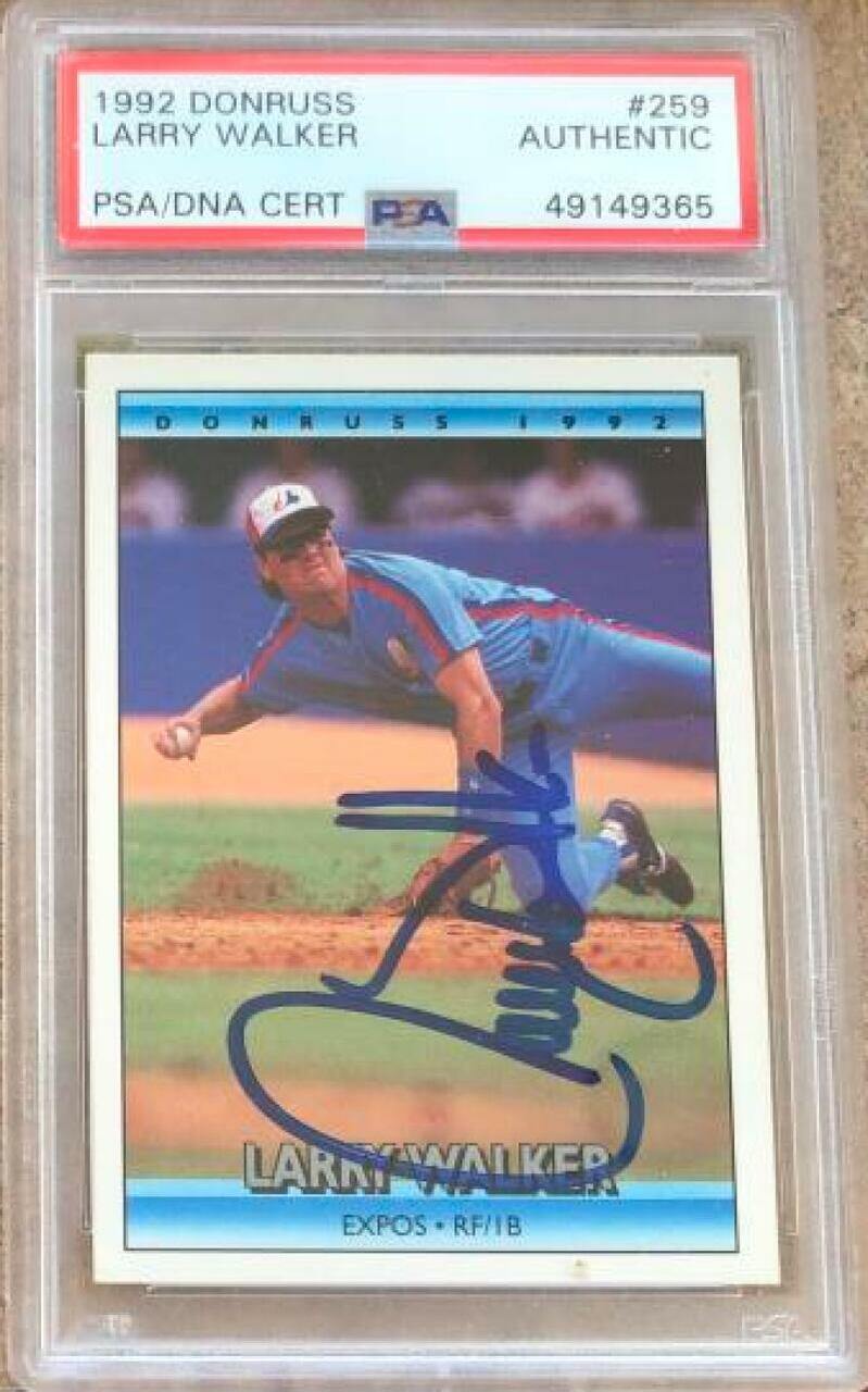 Larry Walker Signed 1992 Donruss Baseball Card - Montreal Expos - PSA/DNA - PastPros