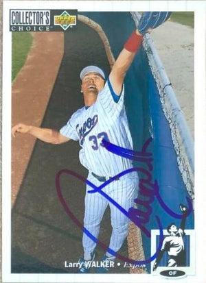 Larry Walker Signed 1994 Collector's Choice Baseball Card - Montreal Expos - PastPros