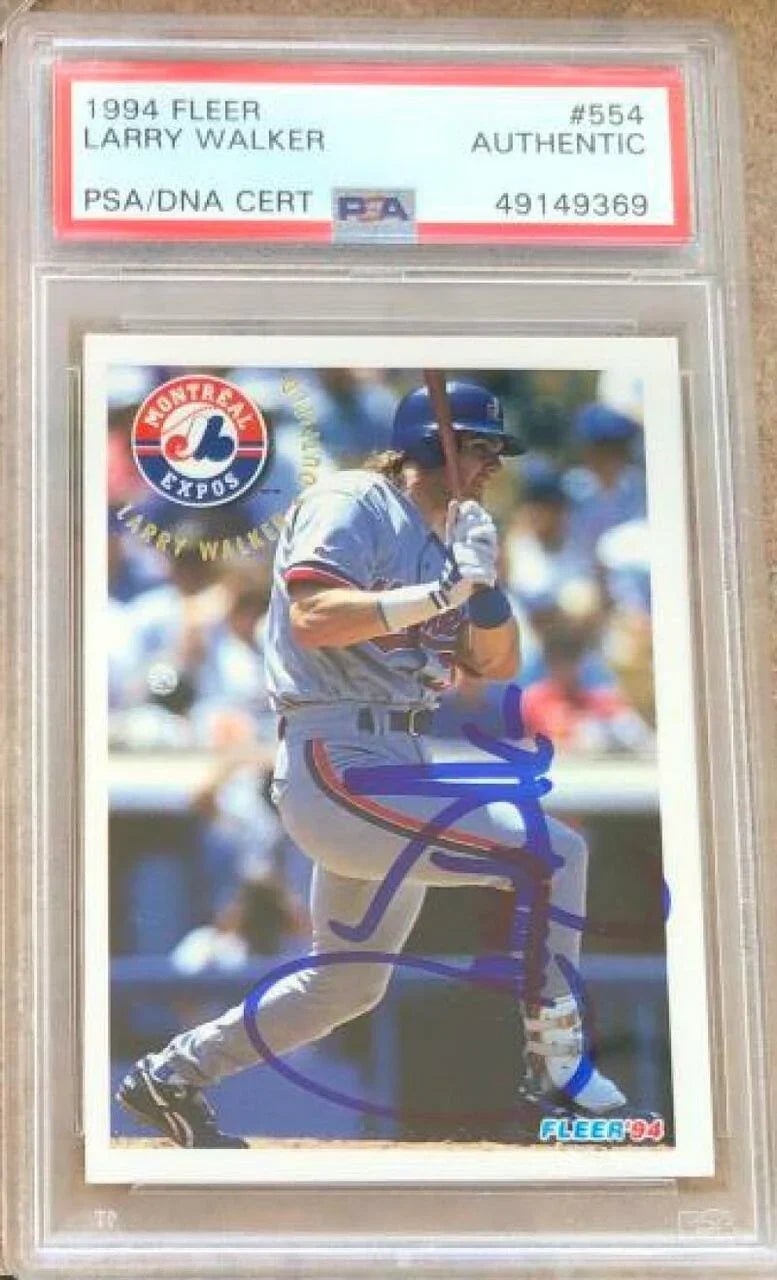 Larry Walker Signed 1994 Fleer Baseball Card - Montreal Expos - PSA/DNA