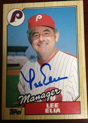 Lee Elia Signed 1987 Topps Baseball Card - Philadelphia Phillies - PastPros