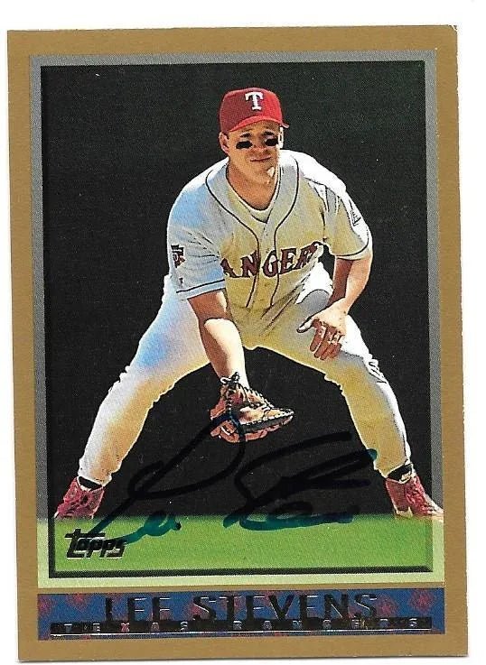Lee Stevens Signed 1998 Topps Baseball Card - Texas Rangers