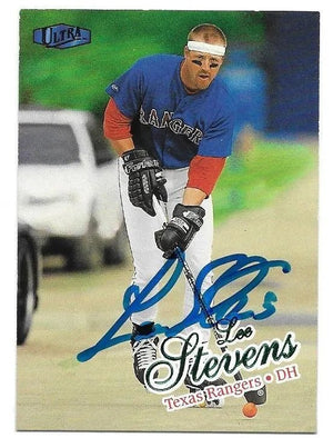 Lee Stevens Signed 1998 Ultra Baseball Card - Texas Rangers