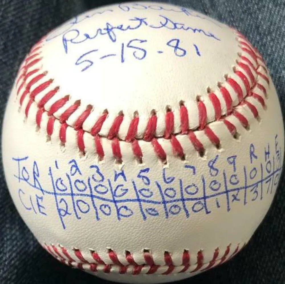 Len Barker Perfect Game Line Score Inscribed ROMLB Baseball
