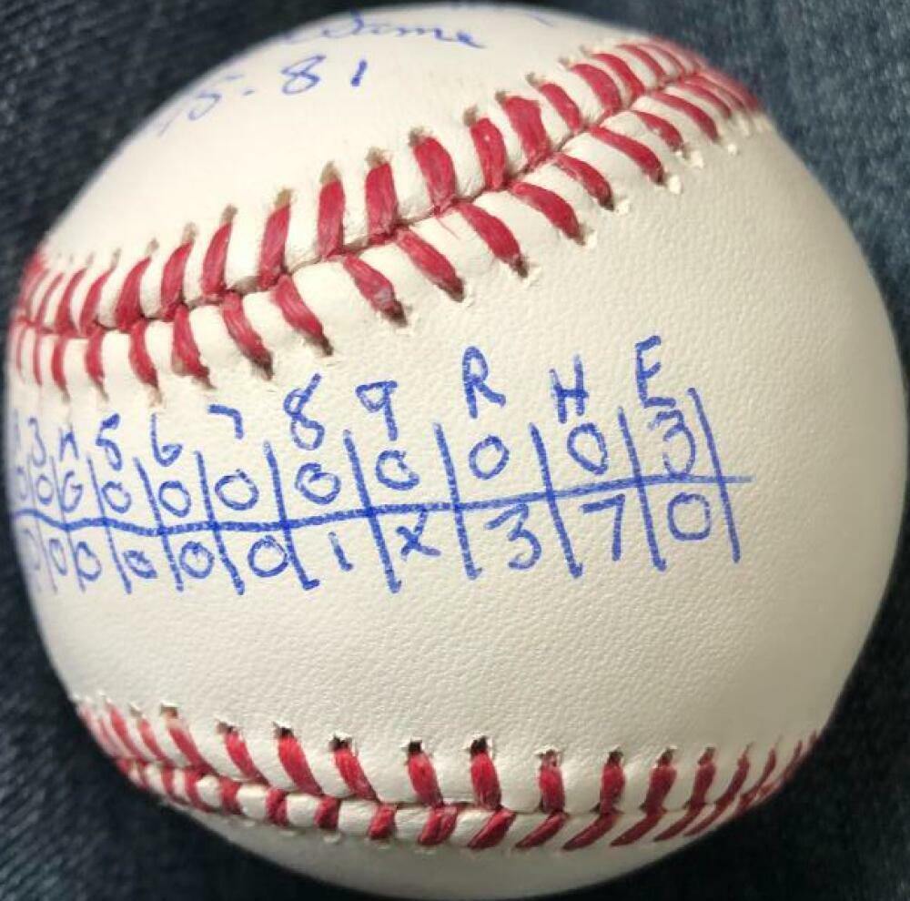 Len Barker Perfect Game Box Score Inscribed ROMLB Baseball - PastPros