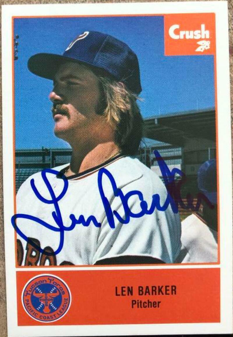 Len Barker Signed 1977 Cramer/Crush Baseball Card - Tucson Toros - PastPros