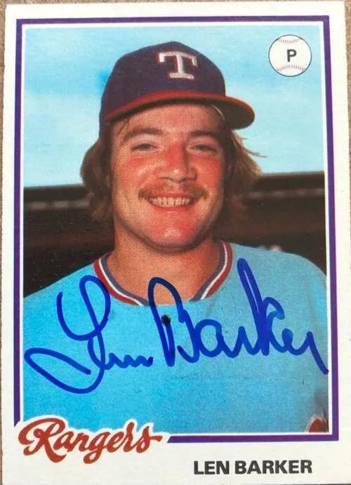 Len Barker Signed 1978 Topps Burger King Baseball Card - Texas Rangers