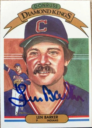 Len Barker Signed 1982 Donruss Diamond Kings Baseball Card - Cleveland Indians