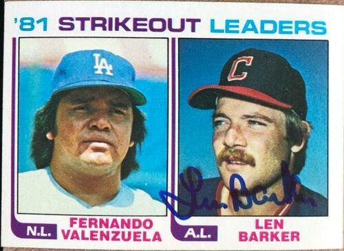 Len Barker Signed 1982 Topps Leaders Baseball Card - Cleveland Indians - PastPros