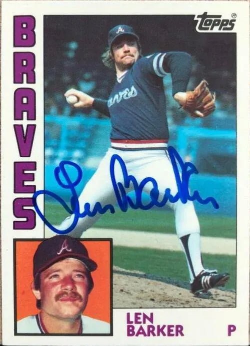 Len Barker Signed 1984 Topps Tiffany Baseball Card - Atlanta Braves