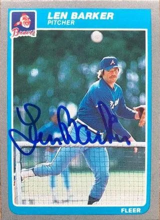 Len Barker Signed 1985 Fleer Baseball Card - Atlanta Braves