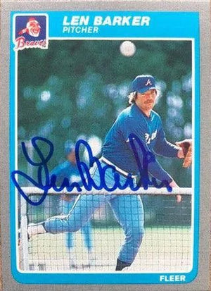 Len Barker Signed 1985 Fleer Baseball Card - Atlanta Braves