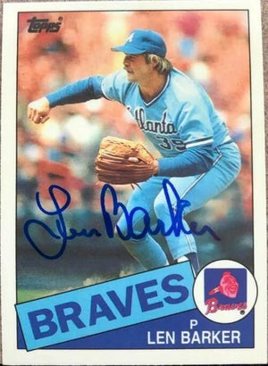 Len Barker Signed 1985 Topps Tiffany Baseball Card - Atlanta Braves