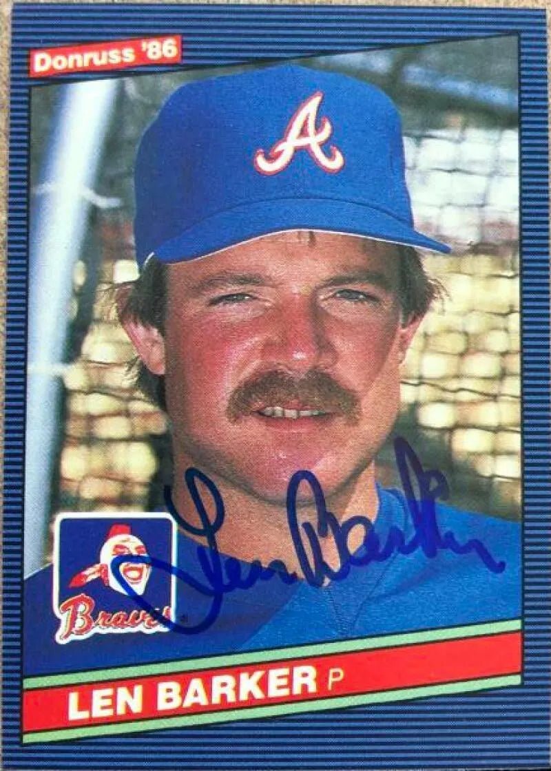 Len Barker Signed 1986 Donruss Baseball Card - Atlanta Braves
