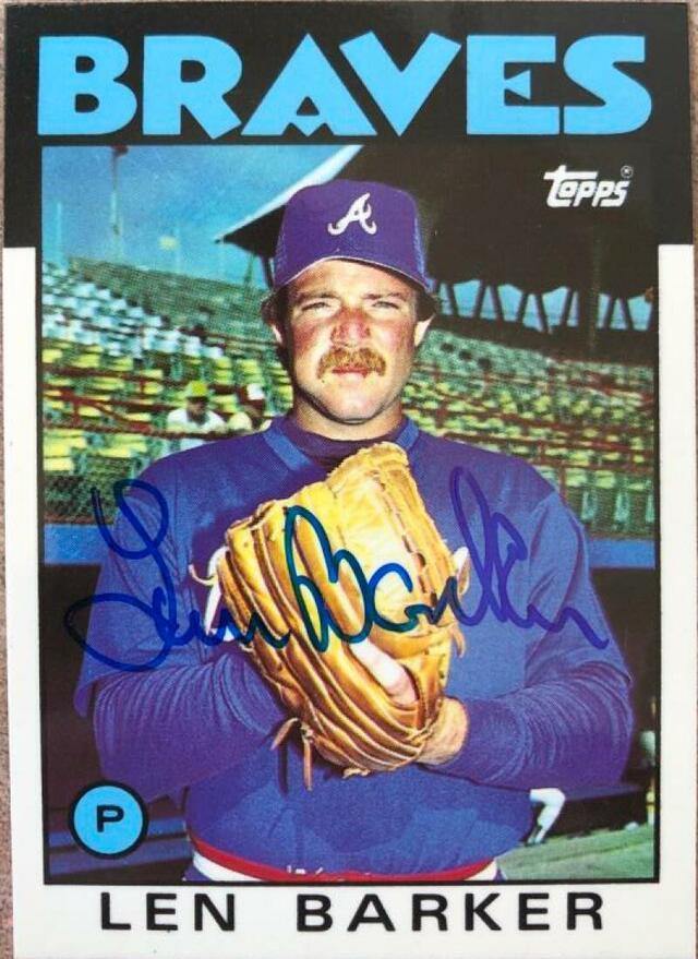Len Barker Signed 1986 Topps Tiffany Baseball Card - Atlanta Braves - PastPros