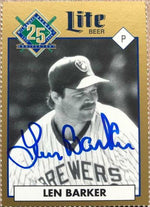 Len Barker Signed 1994 Miller Brewing Co Baseball Card - Milwaukee Brewers - PastPros