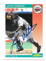 Lenny Webster Signed 1992 Score Baseball Card - Minnesota Twins - PastPros