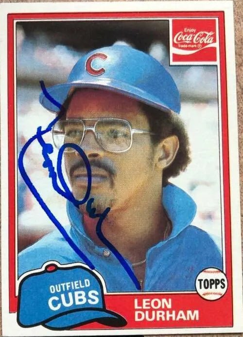 Leon Durham Signed 1981 Topps Coca-Cola Baseball Card - Chicago Cubs