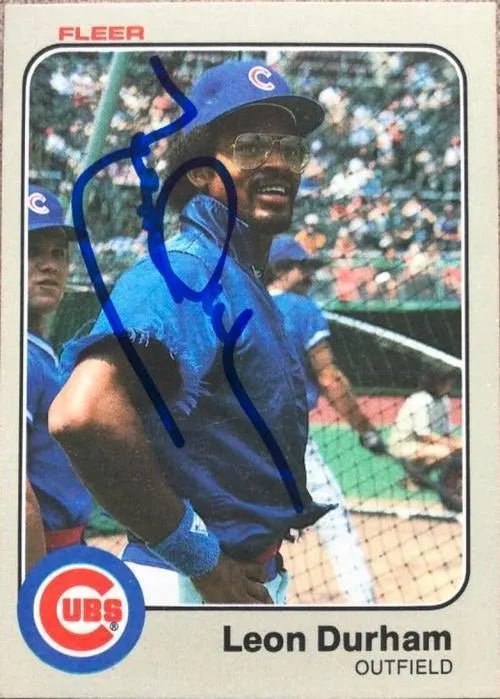 Leon Durham Signed 1983 Fleer Baseball Card - Chicago Cubs