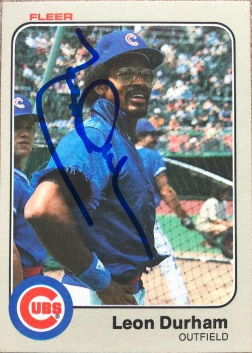 Leon Durham Signed 1983 Fleer Baseball Card - Chicago Cubs - PastPros