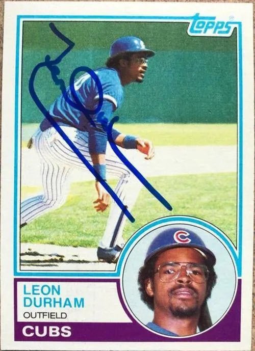 Leon Durham Signed 1983 Topps Baseball Card - Chicago Cubs