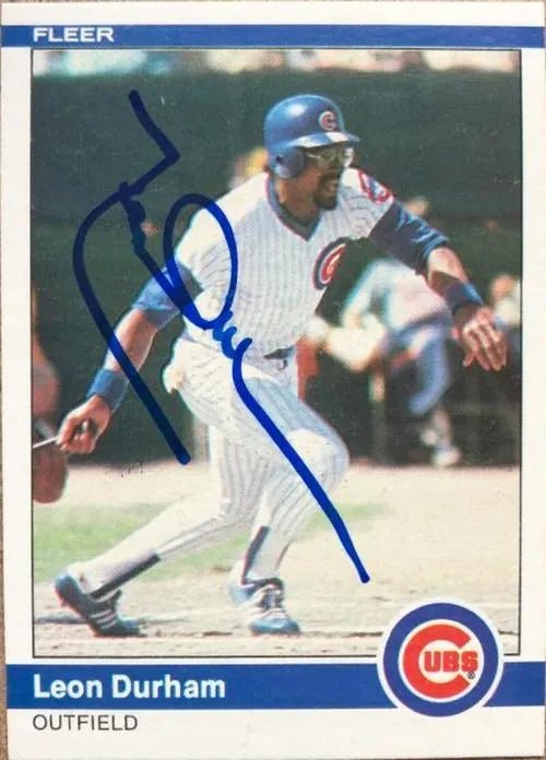 Leon Durham Signed 1984 Fleer Baseball Card - Chicago Cubs