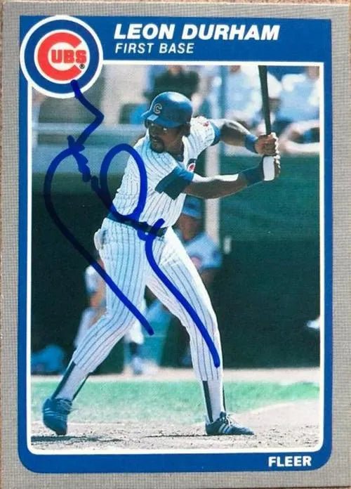 Leon Durham Signed 1985 Fleer Baseball Card - Chicago Cubs
