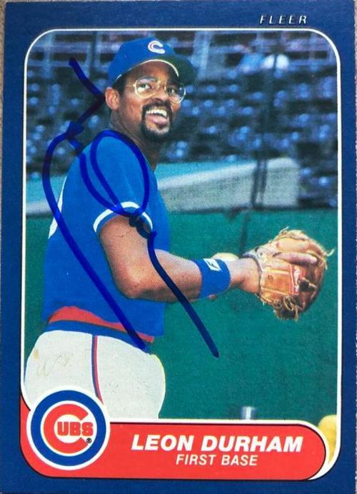 Leon Durham Signed 1986 Fleer Baseball Card - Chicago Cubs - PastPros