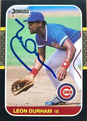 Leon Durham Signed 1987 Donruss Baseball Card - Chicago Cubs