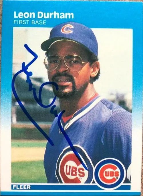 Leon Durham Signed 1987 Fleer Baseball Card - Chicago Cubs