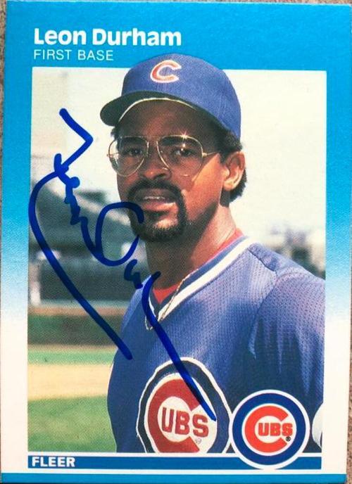 Leon Durham Signed 1987 Fleer Baseball Card - Chicago Cubs - PastPros