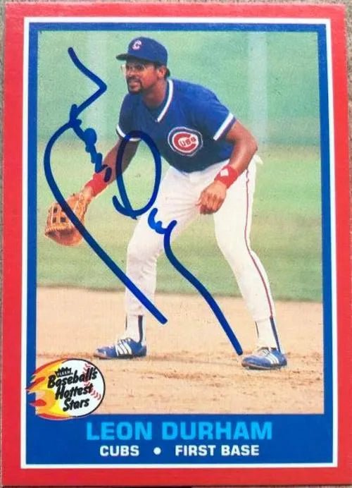 Leon Durham Signed 1987 Fleer Hottest Stars Baseball Card - Chicago Cubs
