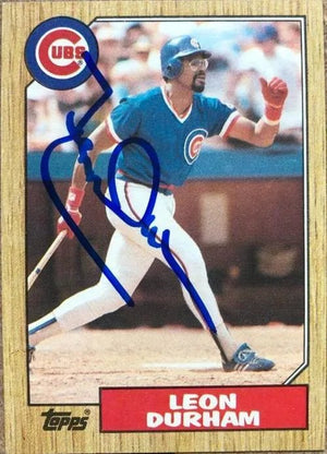 Leon Durham Signed 1987 Topps Baseball Card - Chicago Cubs