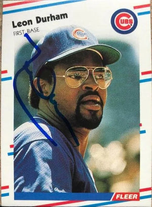 Leon Durham Signed 1988 Fleer Baseball Card - Chicago Cubs