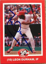 Leon Durham Signed 1988 Kahn's Baseball Card - Cincinnati Reds