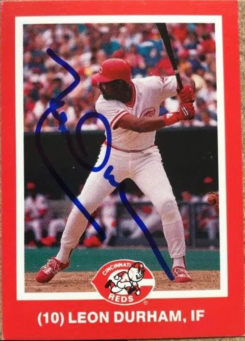 Leon Durham Signed 1988 Kahn's Baseball Card - Cincinnati Reds