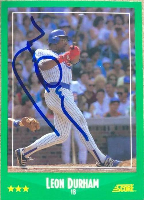 Leon Durham Signed 1988 Score Baseball Card - Chicago Cubs - PastPros