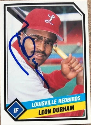 Leon Durham Signed 1989 CMC Baseball Card - Louisville Redbirds