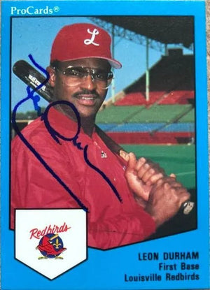 Leon Durham Signed 1989 Pro Cards Baseball Card